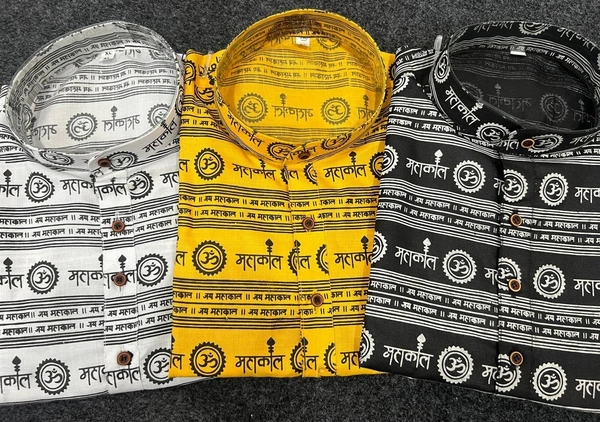 Half Sleeves Short Kurta in Mahakal Prints