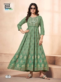 Long Anarkali Gown with Embroidery Work, 6 colors