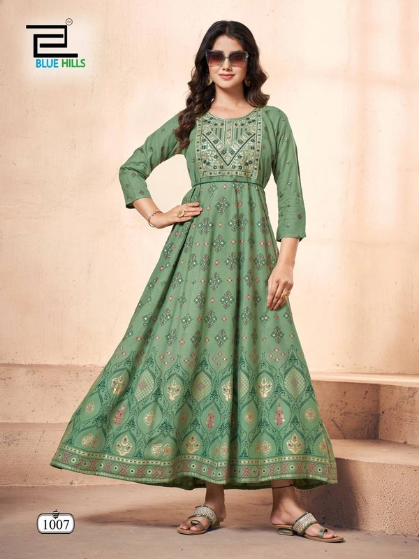 Long Anarkali Gown with Embroidery Work, 6 colors