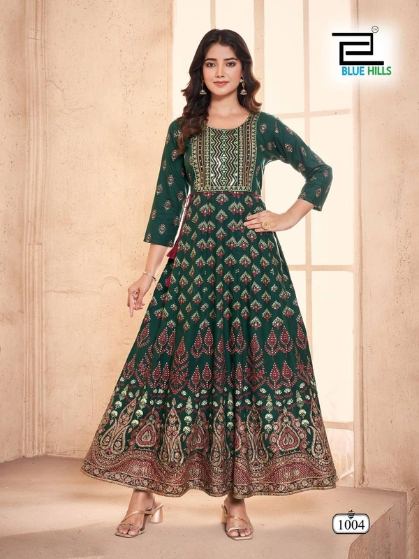Long Anarkali Gown with Embroidery Work, 6 colors