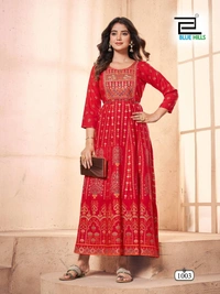 Long Anarkali Gown with Embroidery Work, 6 colors