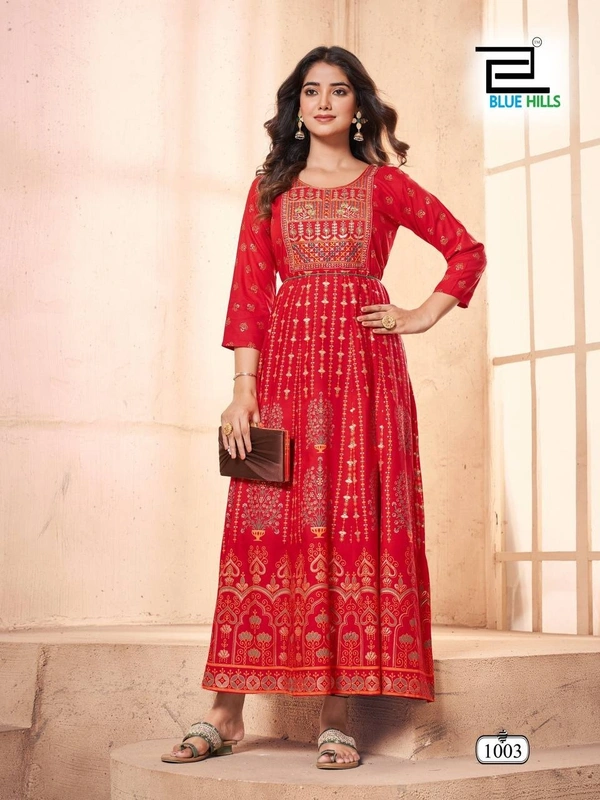 Long Anarkali Gown with Embroidery Work, 6 colors