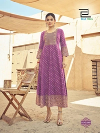 Long Anarkali Gown with Embroidery Work, 7 colors, set of 4