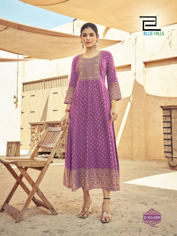Long Anarkali Gown with Embroidery Work, 7 colors, set of 4