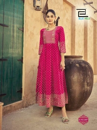 Long Anarkali Gown with Embroidery Work, 7 colors, set of 4