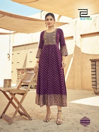 Long Anarkali Gown with Embroidery Work, 7 colors, set of 4