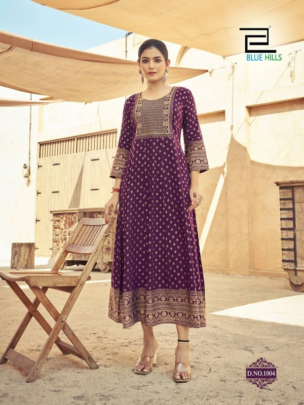 Long Anarkali Gown with Embroidery Work, 7 colors, set of 4