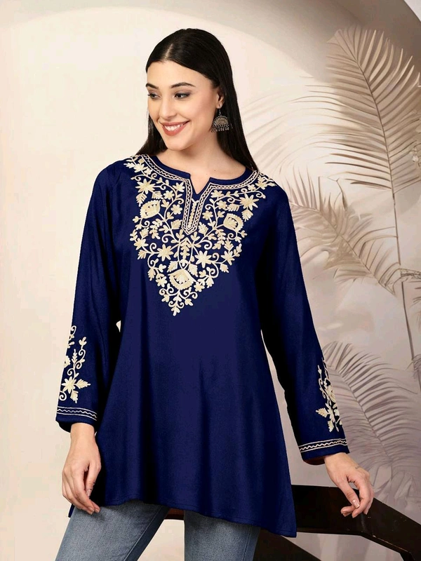 Adaa Trending Short length Kurti with Embroidery Work Casual Wear