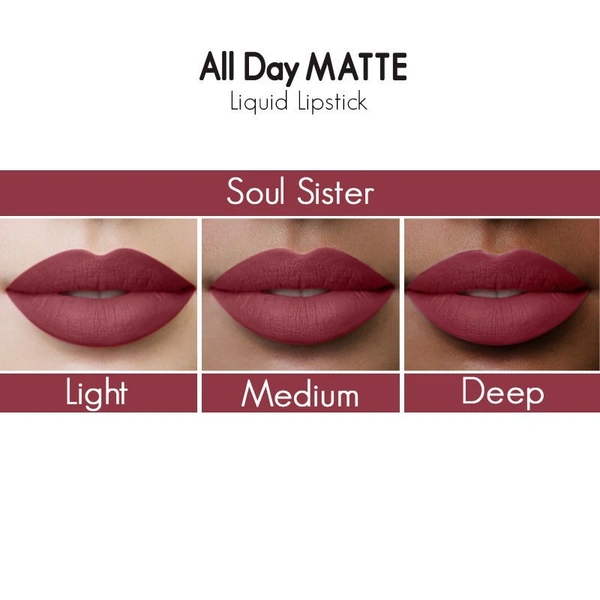Nykaa All Day Matte Waterproof, Transfer Proof, 12H Liquid Lipstick - Soul Sister