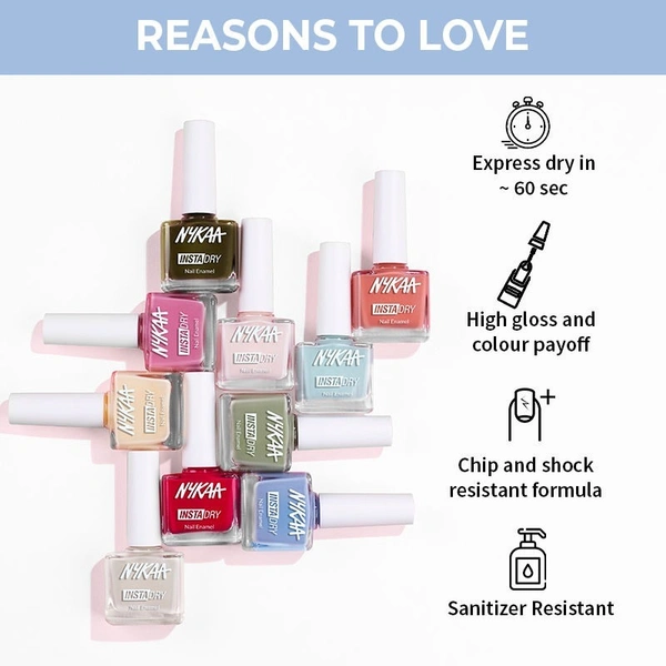 NYKAA Nykaa Insta Dry Fast Drying Nail Enamel Polish Sky Share 354 - Light Blue