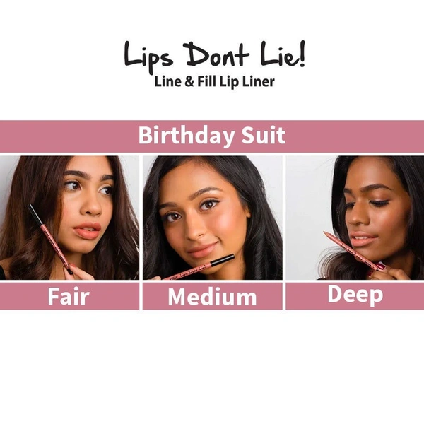NYKAA Nykaa Lips Don't Lie! Waterproof Line & Fill Lip Liner - Birthday Suit 01