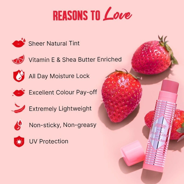 NYKAA Nykaa Serial Kisser Moisturising Tinted Lip Balm With Shea Butter & Vitamin E - Strawberry