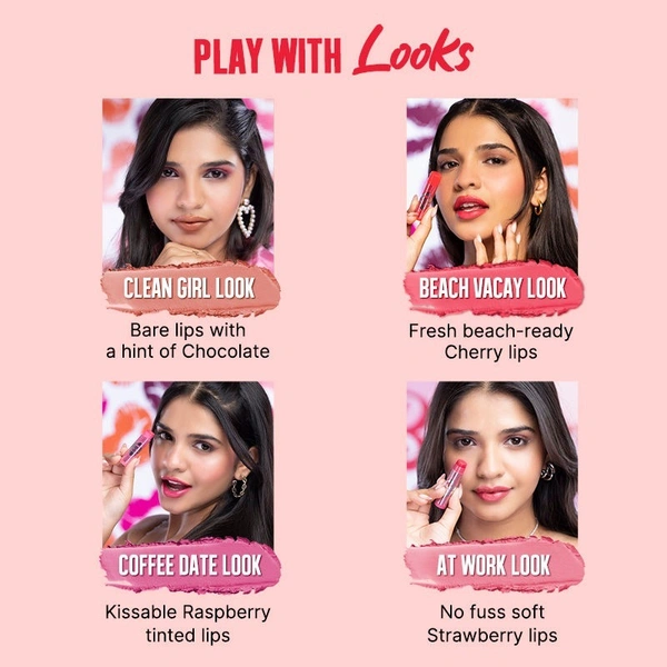 NYKAA Nykaa Serial Kisser Moisturising Tinted Lip Balm With Shea Butter & Vitamin E - Strawberry