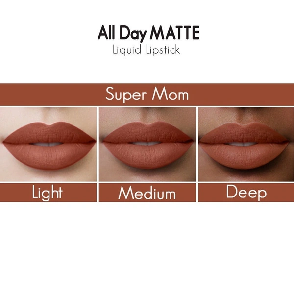 NYKAA Nykaa All Day Matte Waterproof, Transfer Proof, 12H Liquid Lipstick - Super Mom
