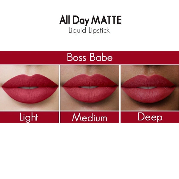 NYKAA Nykaa All Day Matte Waterproof, Transfer Proof, 12H Liquid Lipstick - Boss Babe