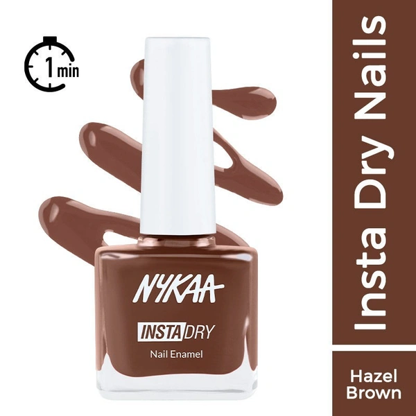 NYKAA Nykaa Insta Dry Fast Drying Nail Enamel Polish Hazel Highlight 334 - Hazel Brown