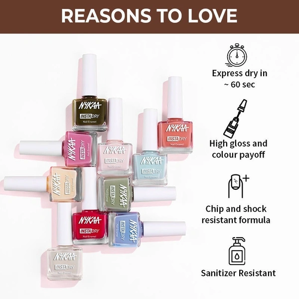 NYKAA Nykaa Insta Dry Fast Drying Nail Enamel Polish Hazel Highlight 334 - Hazel Brown