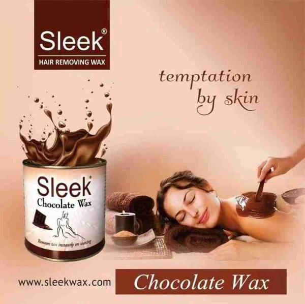 SLEEK Sleek Chocolate Wax 600x2 gm, Waxing Strips (70 Pcs,110 GSM) and 1 Waxing Knife Wax (1200 g, Set of 4) - 