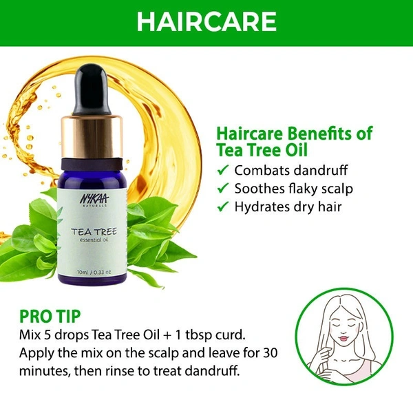 NYKAA Nykaa Naturals Tea Tree Essential Oil For Acne & Hair Fall Control- 100% Natural - 10ml