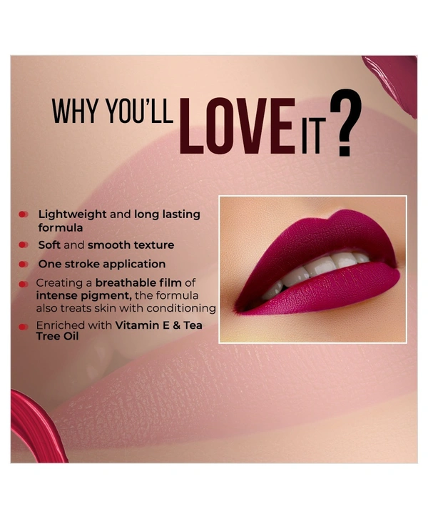 colorbar COLORBAR POWERKISS VEGAN MATTE LIPCOLOR (Vampire) (Purple, 5 ml) - 1