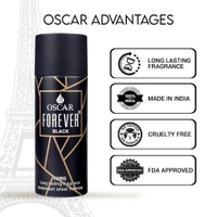 OSCAR FOREVER PARIS BLACK Deodorant Spray  -  For Men & Women (150 ml) - Black, 15ml