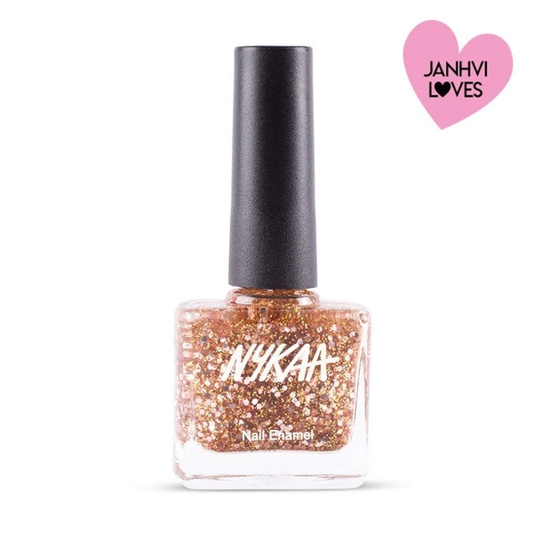 Nykaa Star Studded Glitter Coat Nail Enamel Polish - Boujee Rose Gold 225