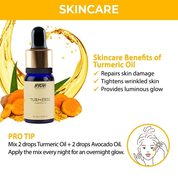 NYKAA Nykaa Naturals Turmeric Essential Oil for Glowing Skin & Scalp Exfoliation - 100% Natural - 10ml