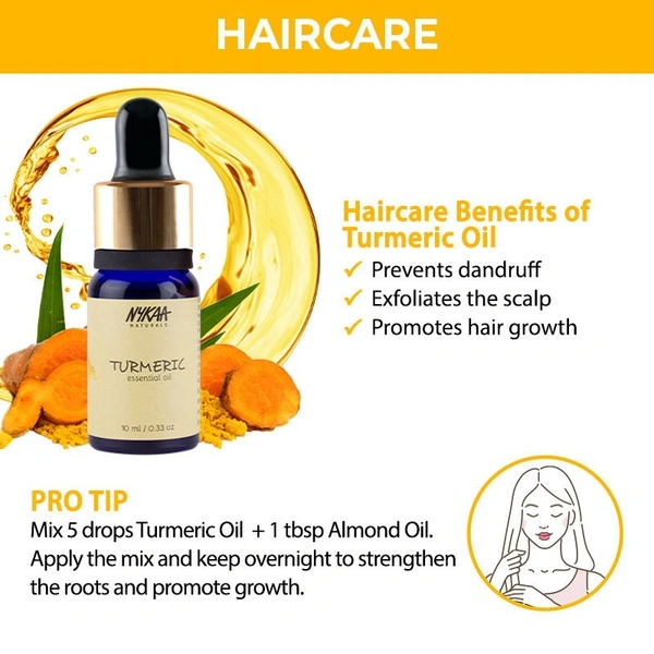 NYKAA Nykaa Naturals Turmeric Essential Oil for Glowing Skin & Scalp Exfoliation - 100% Natural - 10ml