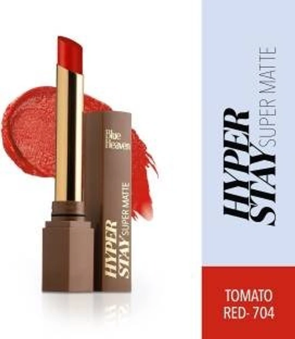BLUE HEAVEN Hyper stay Super Matte Lipstick Tomato Red 704 (Red, 2.2 g) - 1
