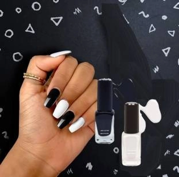 FC Juice White + Black + Transparent Nail Polish Black, White, Transparent (Pack of 3)