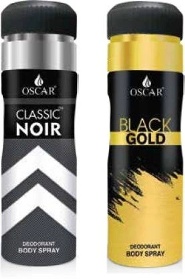 OSCAR Black Gold + Classic Noir Deo 200 ml (2 Pc) Deodorant Spray  -  For Men & Women