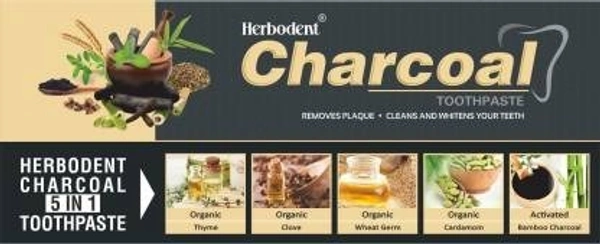 Herbodent Charcoal With Organic Herbs and Bamboo Activated Charcoal Pack of 4 Toothpaste (400 g, Pack of 4)