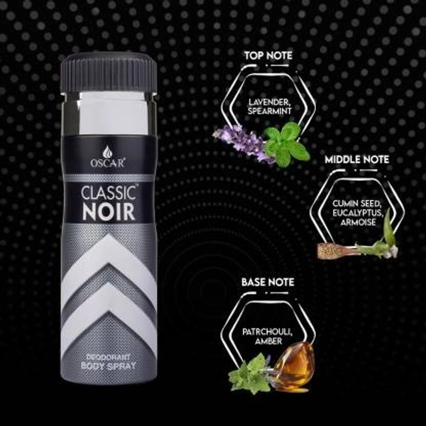 OSCAR Pure Music + Classic Noir Deo 200 ml (2 Pc) Deodorant Spray  -  For Men & Women (200 ml, Pack of 2)