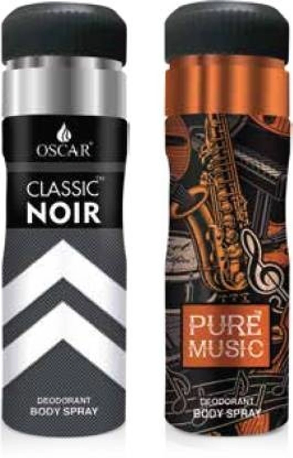 OSCAR Pure Music + Classic Noir Deo 200 ml (2 Pc) Deodorant Spray  -  For Men & Women (200 ml, Pack of 2)