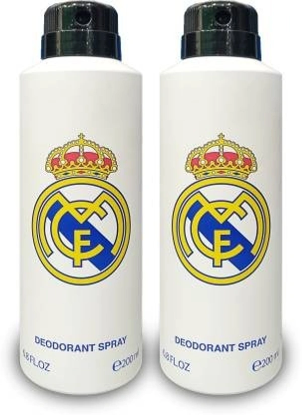 Real Madrid WHITE DEODORANT PACK OF 2 200ml Each Deodorant Spray  -  For Men & Women (200 ml, Pack of 2)