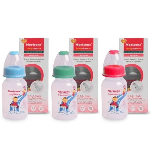 MORISONS Morisons Desinger Bottle 125 Ml X 3PC (Multi Color) - 125 ml (Multicolor)