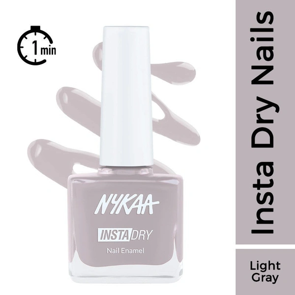 NYKAA Nykaa Insta Dry Fast Drying Nail Enamel Polish Grey GIF 352 - Light Gray