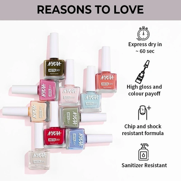 NYKAA Nykaa Insta Dry Fast Drying Nail Enamel Polish Grey GIF 352 - Light Gray