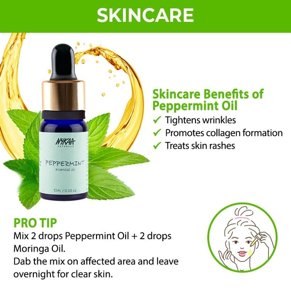 Nykaa Naturals Peppermint Essential Oil For Collagen Promotion & Frizz Free Hair - 100% Natural