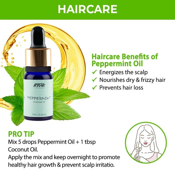Nykaa Naturals Peppermint Essential Oil For Collagen Promotion & Frizz Free Hair - 100% Natural