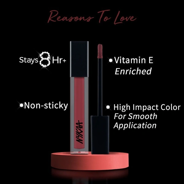 NYKAA Nykaa 8 Hour Lasting Full Cover Matte Gloss - Wild One