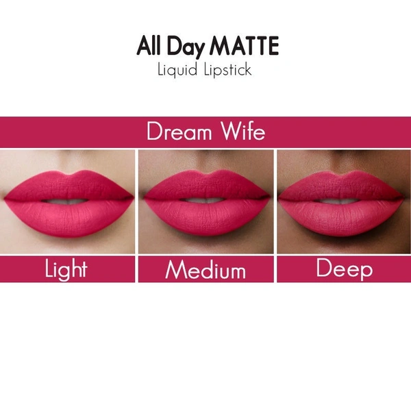 NYKAA Nykaa All Day Matte Waterproof, Transfer Proof, 12H Liquid Lipstick - Dream Wife