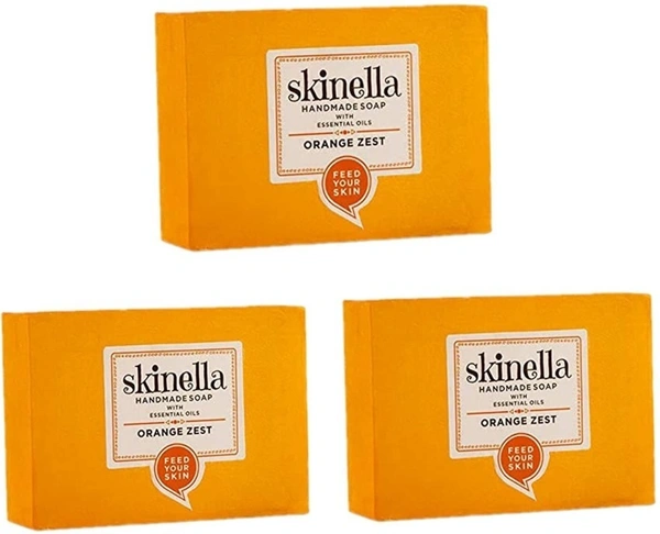 SKINELLA Natural Handmade Soap with Essential Oils (Orange Zest) (3 x 33.33 g)