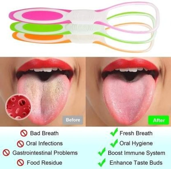 Sleek Plastic Tongue Cleaner (Pack of 3)