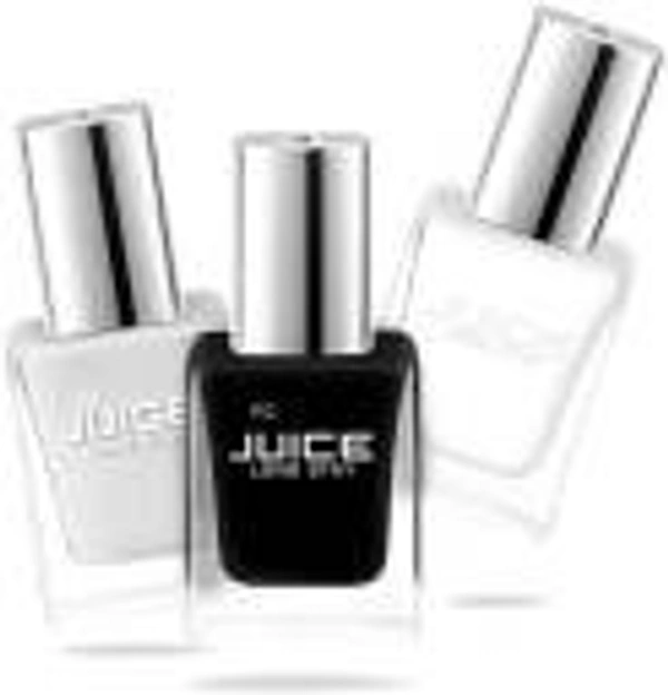 FC Juice White + Black + Transparent Nail Polish Black, White, Transparent (Pack of 3)