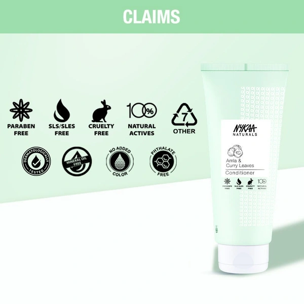 NYKAA Nykaa Naturals Longer & Thicker Hair Sulphate-Free Shampoo With Amla & Curry Leaves - 180ml