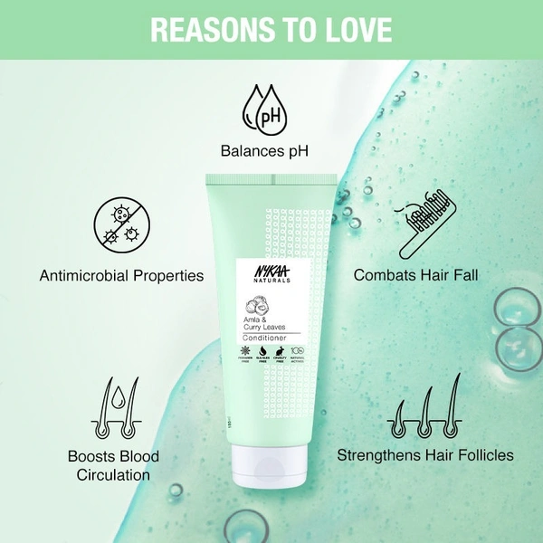 NYKAA Nykaa Naturals Longer & Thicker Hair Sulphate-Free Shampoo With Amla & Curry Leaves - 180ml