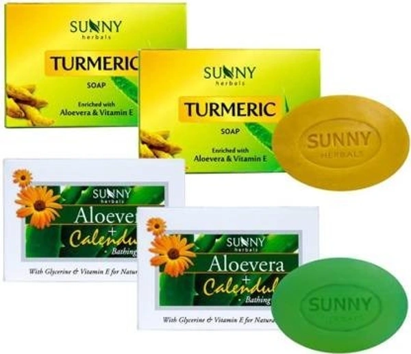 Sunny SUNNY Turmeric Soap + aloevera Soap (75 GM X 4 PC) (4 x 75 g)