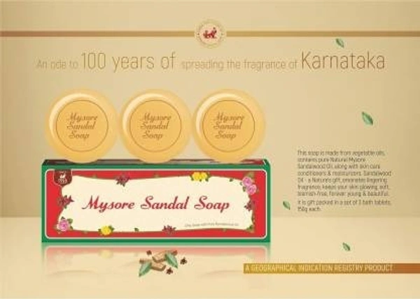 MYSORE SANDAL Mysore Sandal Sandal Jasmine & Rose Soap (150 G X 3) With Round Loofah (4 Items in the set)