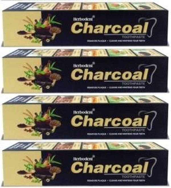 Herbodent Charcoal With Organic Herbs and Bamboo Activated Charcoal Pack of 4 Toothpaste (400 g, Pack of 4)